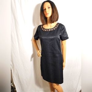 HALO jeweled trim Black Dress